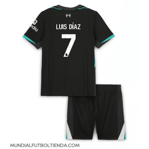 Camiseta Liverpool Luis Diaz #7 Segunda Equipación Replica 2024-25 para niños mangas cortas (+ Pantalones cortos)